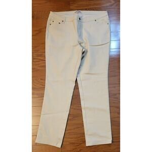 Woman Within Plus Size 18W Tall Khaki Beige Straight Leg Jeans Pants
